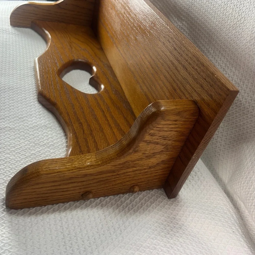 Vintage Solid Oak Wood Heart Cutout Wall Shelf Rustic Country Farmhouse 21 Inch